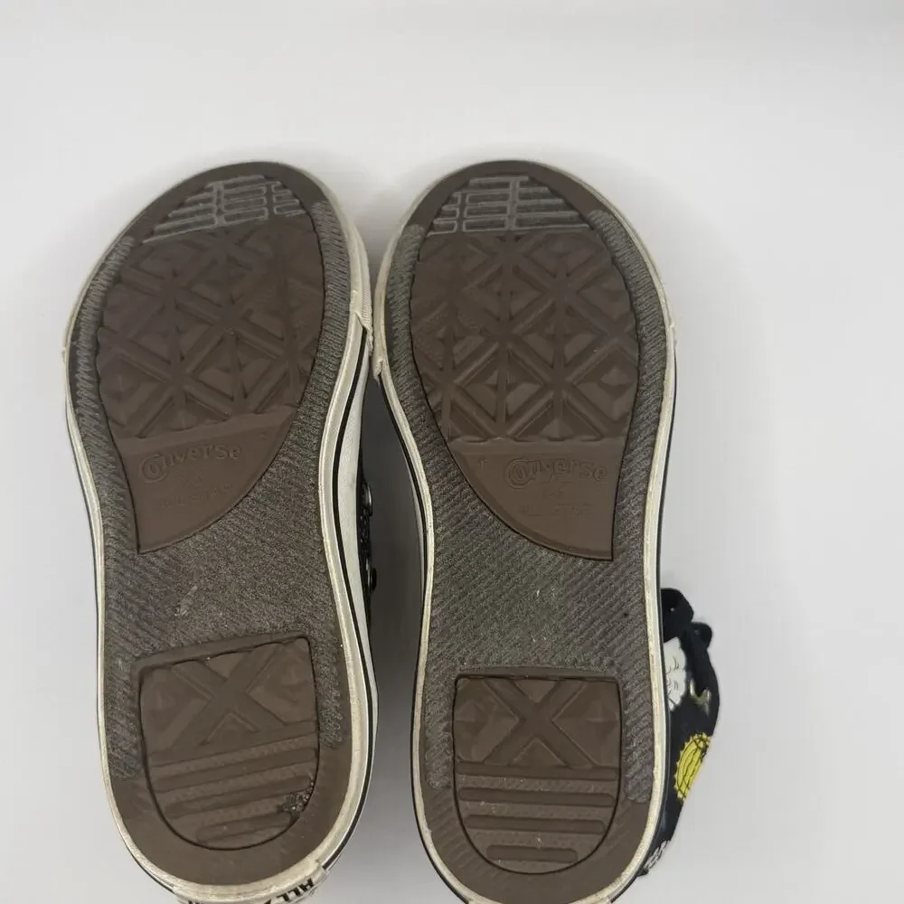 Camp Converse Kids Size 1.5 All Star Hi Tops Black Canvas Sneakers Lace Up Shoes